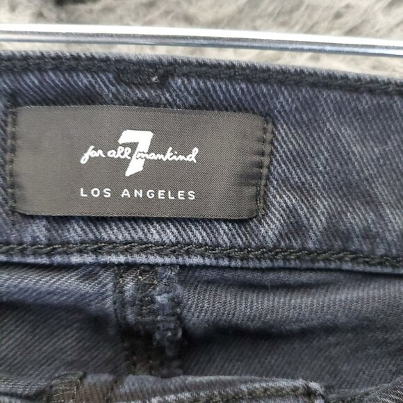 7 For All Mankind Jeans Womens 32 Black Tall Boot Distressed Denim - Picture 2 of 14